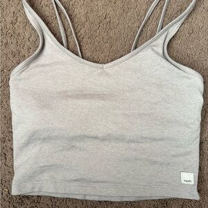 Vuori Heather Light Gray Double-Strap Cropped Camisole